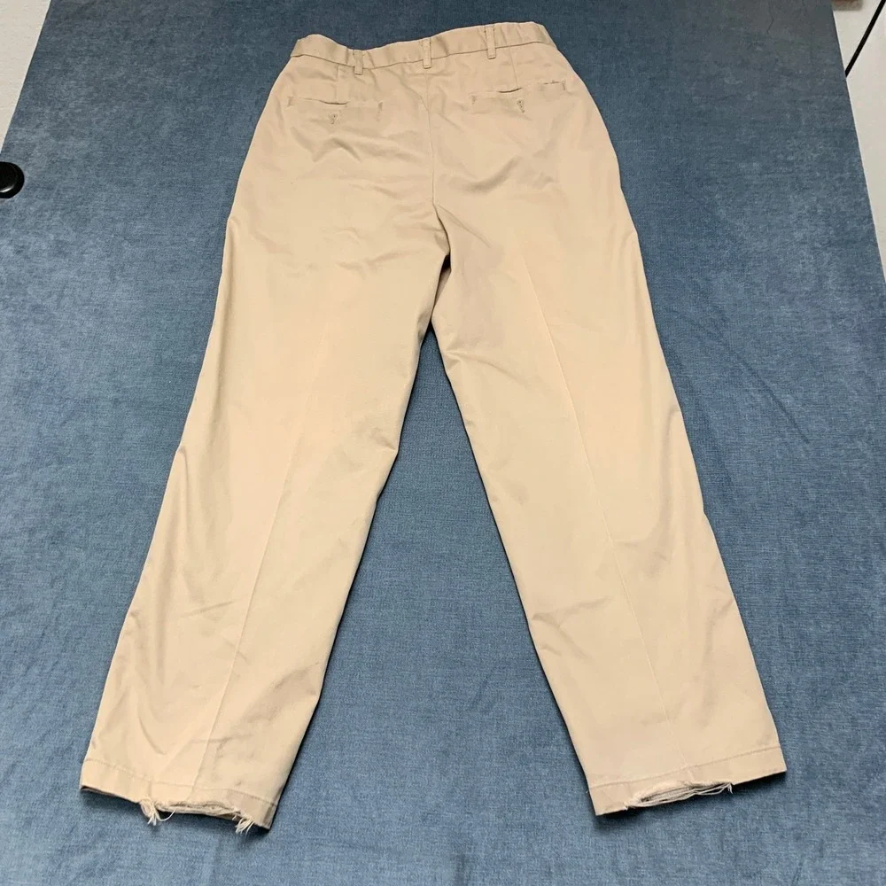 Haggar Chino Pants Mens 34x29 Khaki Relaxed Select No Iron Cotton Straight Leg